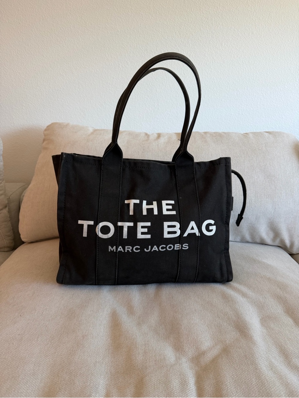 Marc Jacobs Black Canvas 'The Tote Bag' with White Logo